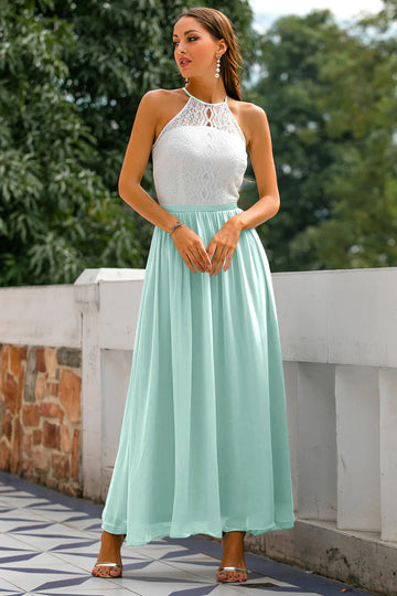 Vestido largo con espalda abierta Menta
